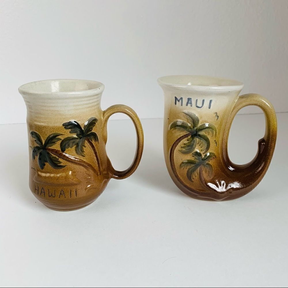 VTG K&S Hawaiian Creations Hawaii and Maui Mugs